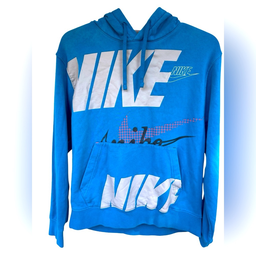 Nike EVOLUTION OF THE SWOOSH hoodie,blue,retro,size medium men’s.
